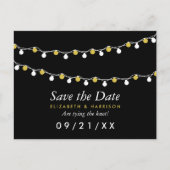 文字列ラモダンイト、白、金ゴールド日付の保存 案内ポストカード (正面)