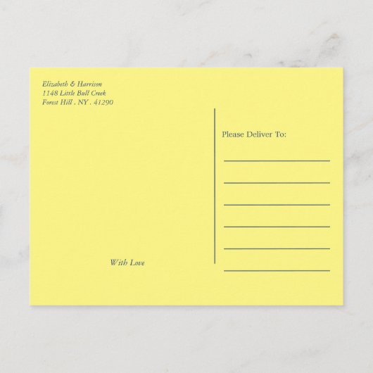 文字列ラモダンイト、黄色と白の日付を保存 案内ポストカード (裏面)