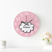 文字列名のクラウド ラージ壁時計 (ホーム)