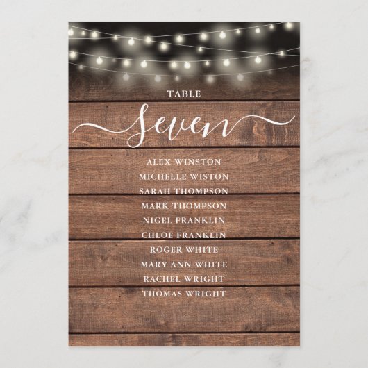 文字列素朴ライツテーブル番号座席表 招待状 (正面)