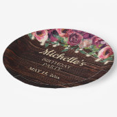 文字列素朴ライトパープルフローラ誕生日 ペーパープレート (アングル)