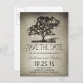 文字列素朴lightsツリーヴィンテージ保存日付 案内ポストカード (正面/裏面)
