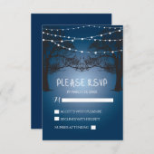 文字列LEDとツリーモダンRSVPの結婚カード 出欠カード (正面/裏面)