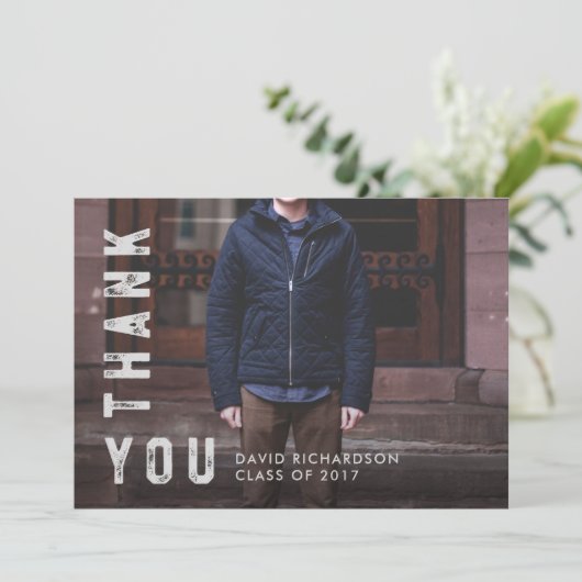 文字動揺しての卒業生写真を持ってありがとう サンキューカード (スタンド正面)