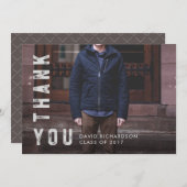 文字動揺しての卒業生写真を持ってありがとう サンキューカード (正面/裏面)