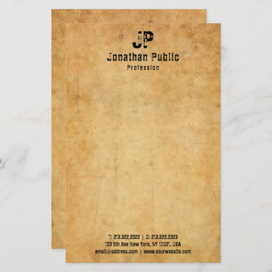 文字動揺して旧紙ルックヴィンテージテンプレート 便箋 (正面/裏面)