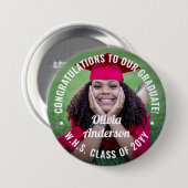 文字卒業写真おめでとうございますモダン 缶バッジ (正面&裏面)