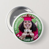 文字卒業写真おめでとうございますモダン 缶バッジ