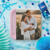 文字及び写真カスタムパーソナライズされたパーティーピンク ペーパープレート (パーティー)