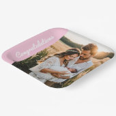 文字及び写真カスタムパーソナライズされたパーティーピンク ペーパープレート (傾斜あり)