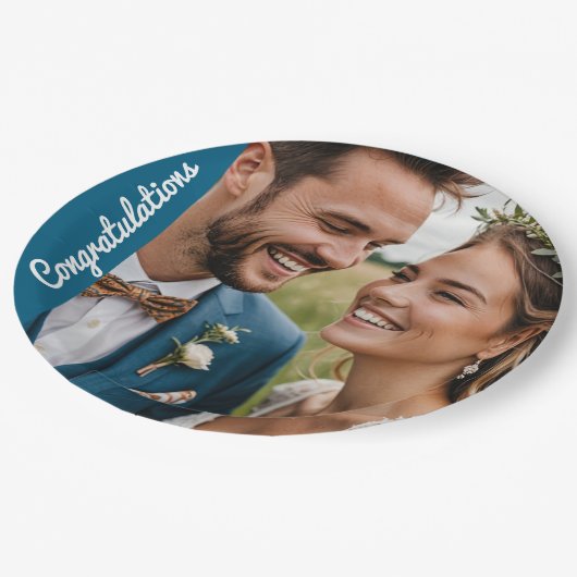 文字及び写真カスタムパーソナライズされたパーティー ペーパープレート (アングル)