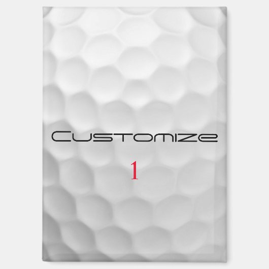 文字及び数パーソナライズされた数を有するゴルフボール マグネット (正面)