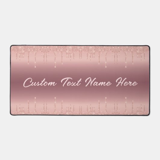 文字名カスタムバラ金ゴールド赤面グリッターギフト デスクマット (正面)