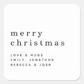 文字名シンプルメリークリスマス白黒 スクエアシール (正面)