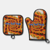 文字名パーソナライズされたの変更ひまわり旋回ギフト 鍋つかみ&鍋敷きセット (正面)