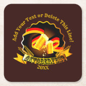 文字名年オクトーバーフェストパーティーの追加20xx スクエアペーパーコースター (正面)