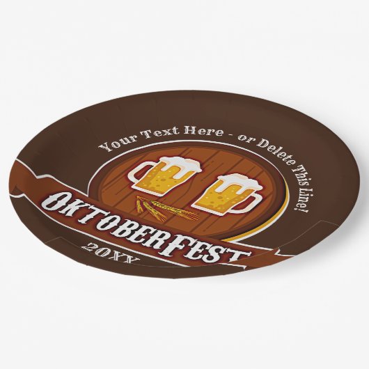 文字名年オクトーバーフェストパーティー20xx 9"を追加 ペーパープレート (アングル)