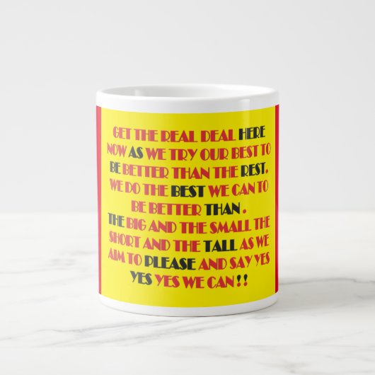 文字実在のプロモーション ジャンボコーヒーマグカップ (正面)