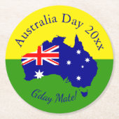 文字年の一致するオーストラリアの日の丸の編集 ラウンドペーパーコースター (正面)