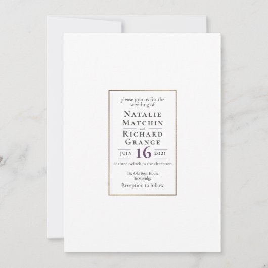 文字招待状テンプレート1クラシックエレガント 招待状 (正面)