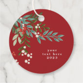 文字植物性フローラクリスマス伝統的レッド フェイバータグ (裏面)