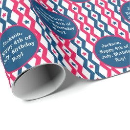 文字気持ちレッドブルーホワイト7月4日ダイヤモンド ラッピングペーパー
