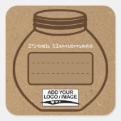 文字空白のボックスクラフト紙ブラウンジャムジャムジャムロゴかわいい スクエアシール (正面)