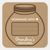 文字空白のボックスクラフト紙ブラウンジャールラベルキュート スクエアシール (正面)