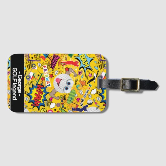 😍⛳🏌️💛文字素晴らし混色イエロー ラゲッジタグ (正面横)