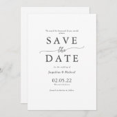 文字素朴テンプレート結婚の日付を保存 招待状 (正面/裏面)