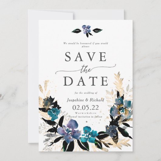 文字素朴テンプレート結婚の日付を保存 招待状 (正面)