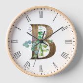 文字素朴B木枠クロック 壁時計 (正面)