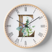 文字素朴E木枠クロック 壁時計 (正面)