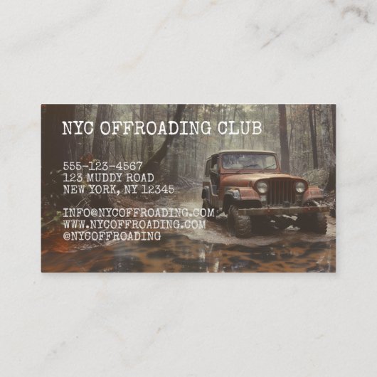 文字統合されたOffroading写真 名刺 (裏面)