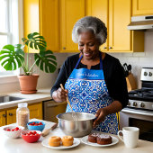 文字💙🤍美しい地中海のアズレホス エプロン
