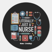 文字通りナース登録ナースギフト ラウンドシール (正面)