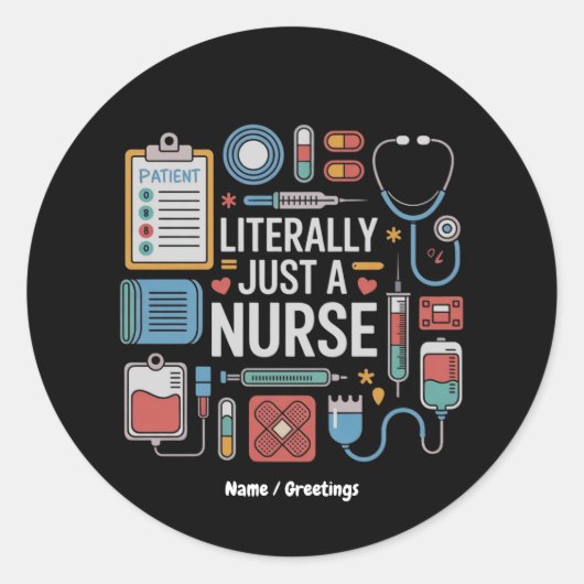 文字通りナース登録ナースギフト ラウンドシール (正面)