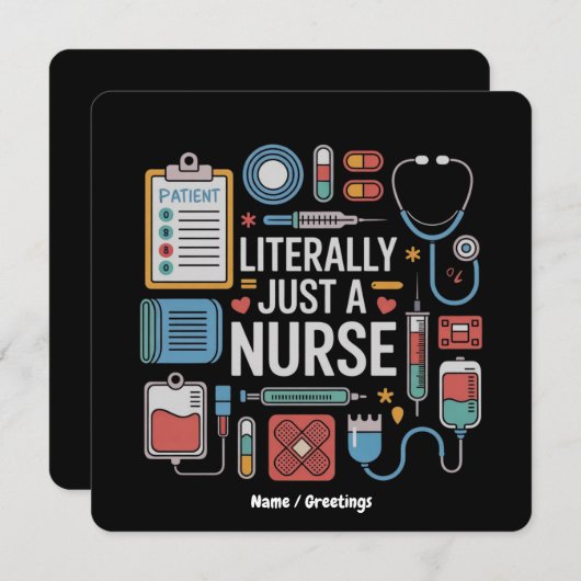 文字通りナース登録ナースギフト 招待状 (正面/裏面)