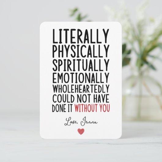 文字通り君がいなければ出来なかった サンキューカード (スタンド正面)