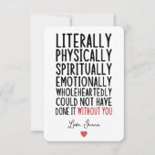 文字通り君がいなければ出来なかった サンキューカード (正面)