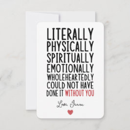 文字通り君がいなければ出来なかった サンキューカード