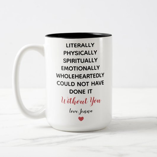 文字通り君がいなければ出来なかった ツートーンマグカップ (左)