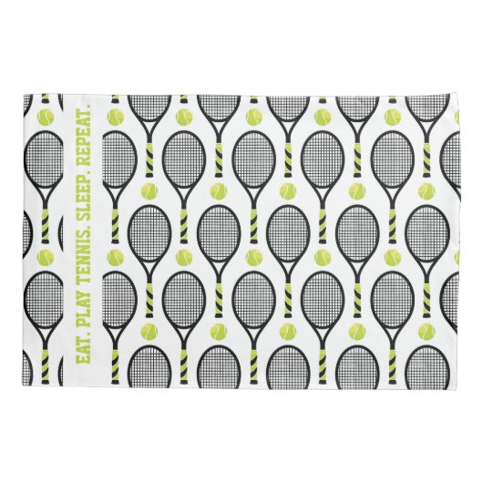 文字🎾黒と緑のテニス🎾白 枕カバー (裏面)