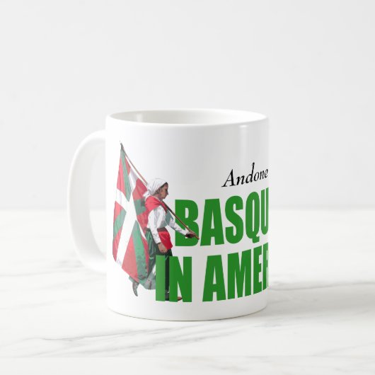 文字、アメリカのロゴのモダンなバスク人を個人化して下さい: コーヒーマグカップ (正面左)