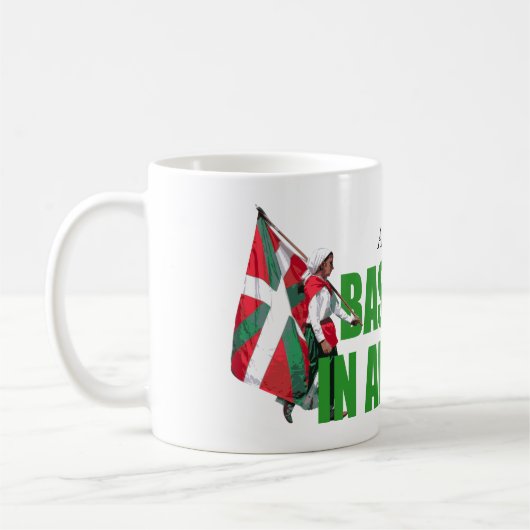 文字、アメリカのロゴのモダンなバスク人を個人化して下さい: コーヒーマグカップ (左)