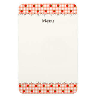 文字 カスタマイズ いちご　ギンガムチェック　サーモンピンク　 マグネット