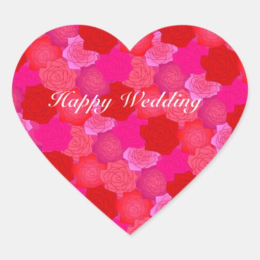 文字　カスタマイズ　ローズ   ハートシール (正面)