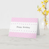 文字　カスタマイズ　野ばら　チェック　ピンク カード (黄色い花)