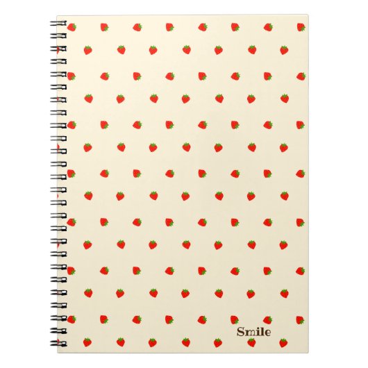 文字　カスタム　いちご　アイボリー　  ノートブック (正面)