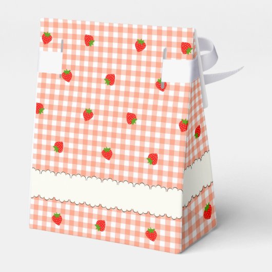 文字　カスタム　いちご＆ギンガムチェック（サーモンピンク）   フェイバーボックス (裏面サイド)